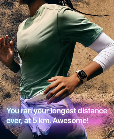 A person running wears Apple Watch on their left wrist 
