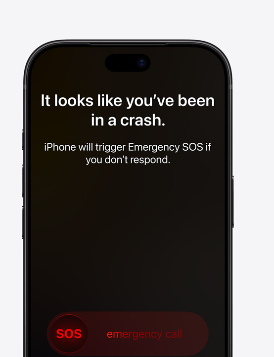 iPhone screen showing Crash Detection in use