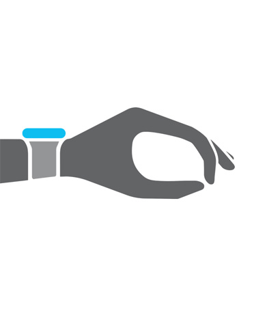 Illustration of cupped hand and wrist wearing Apple Watch