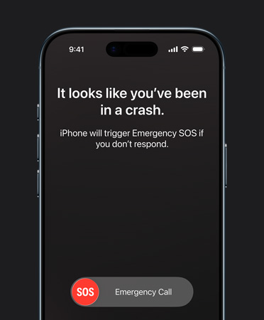 iPhone Air, Vorderseite, Unfallerkennung Feature