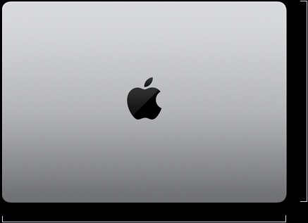 Vue extérieure du MacBook Pro 14 pouces fermé, logo Apple au centre
