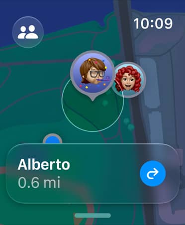 Schermata dell’app Dov’è che mostra la posizione di una persona.